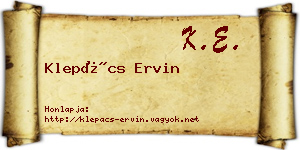 Klepács Ervin névjegykártya